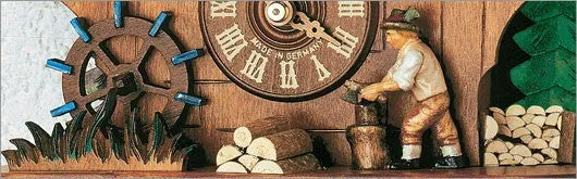 11"Wood Chopper with Water Wheel  Black Forest German Cuckoo Clock