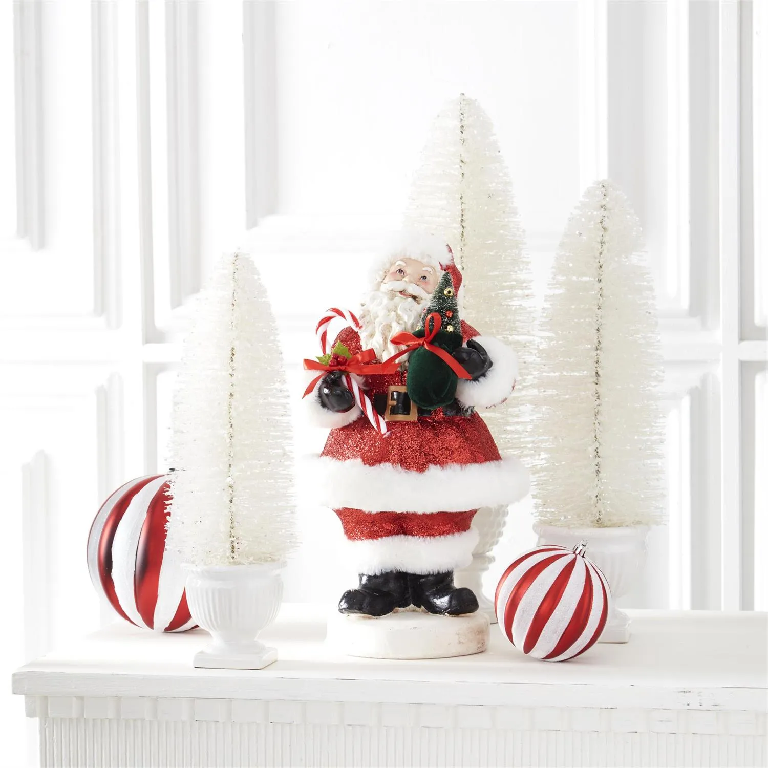 14.75 Inch Vintage Santa w/Red Glittered Coat