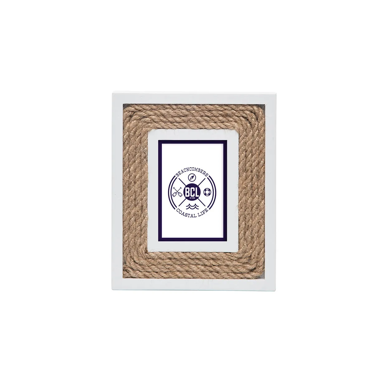 2.5 x 3.5 in. White Trim with Natural Rope Picture Frame