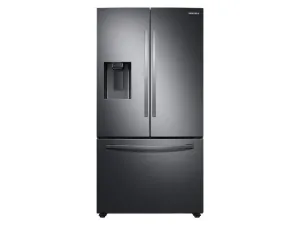 27 cu. ft. Large Capacity 3-Door French Door Refrigerator with External Water & Ice Dispenser in Black Stainless Steel