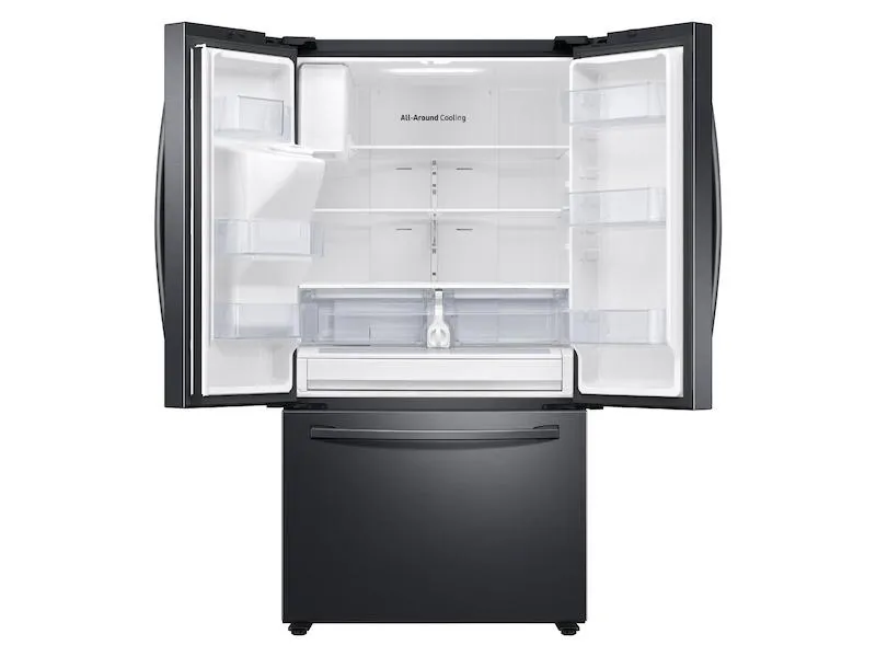 27 cu. ft. Large Capacity 3-Door French Door Refrigerator with External Water & Ice Dispenser in Black Stainless Steel