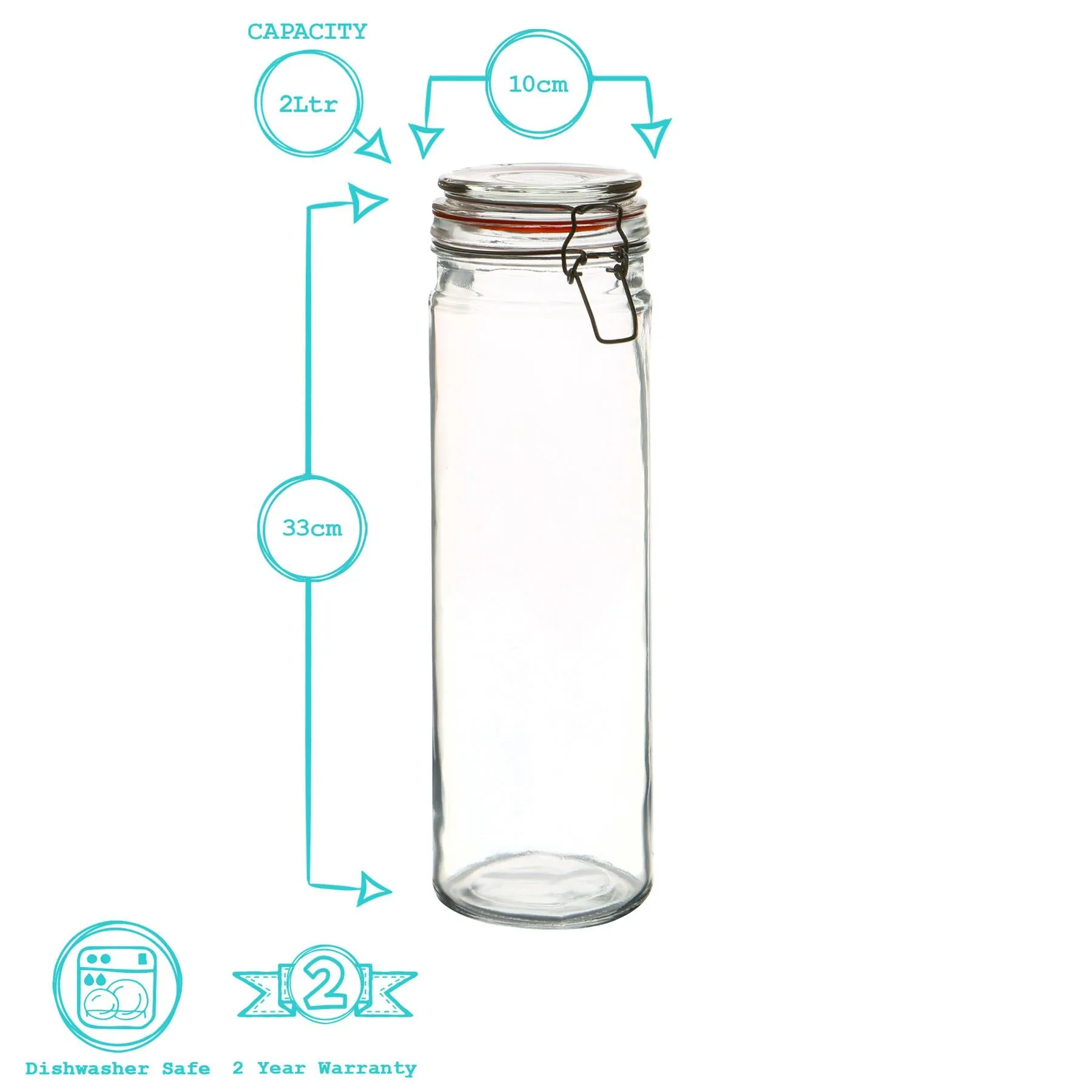 2L Classic Glass Storage Jars - Pack of 3 - By Argon Tableware