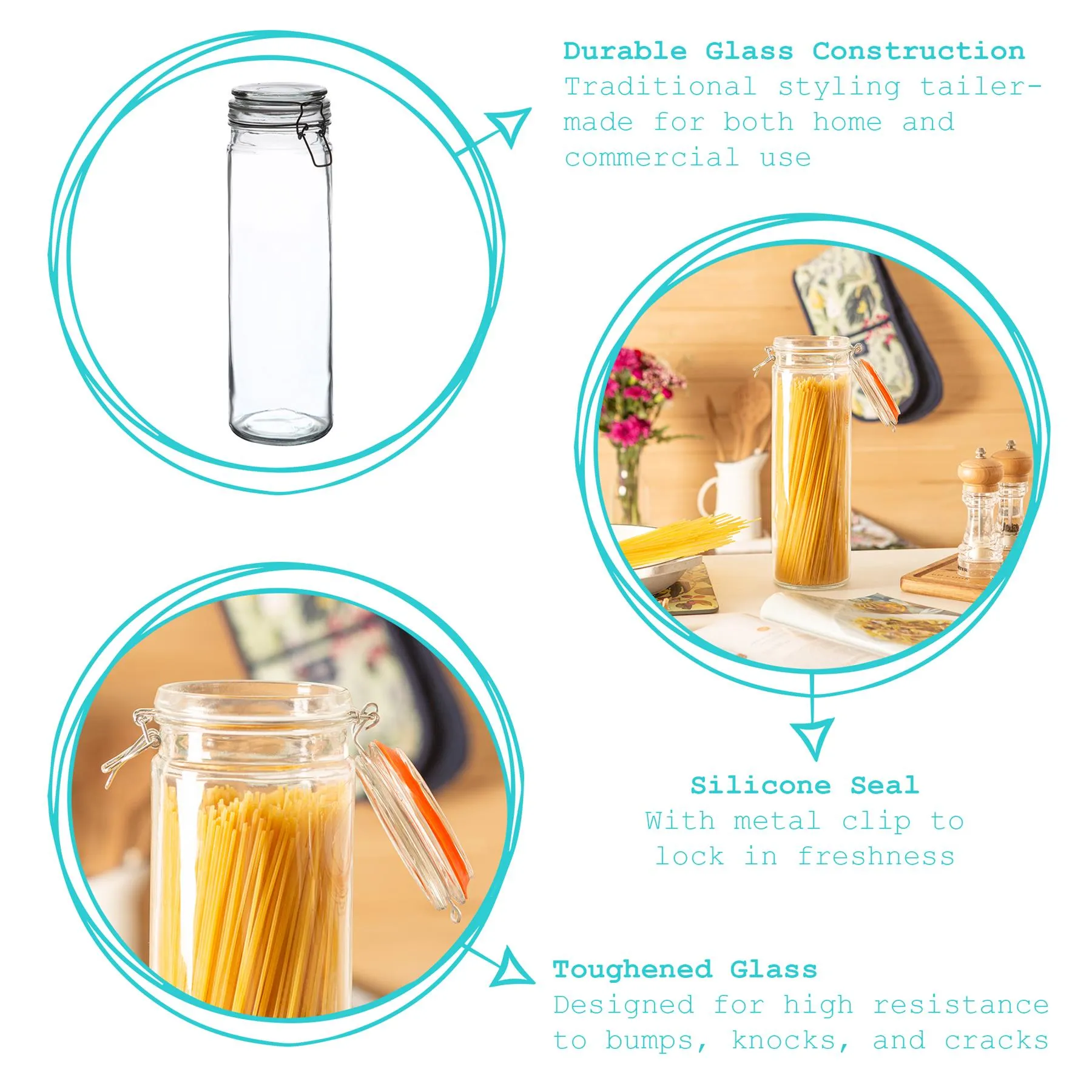 2L Classic Glass Storage Jars - Pack of 3 - By Argon Tableware