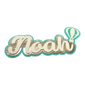 3 Layer  Name Plaque- Silver White with Multiple Motif