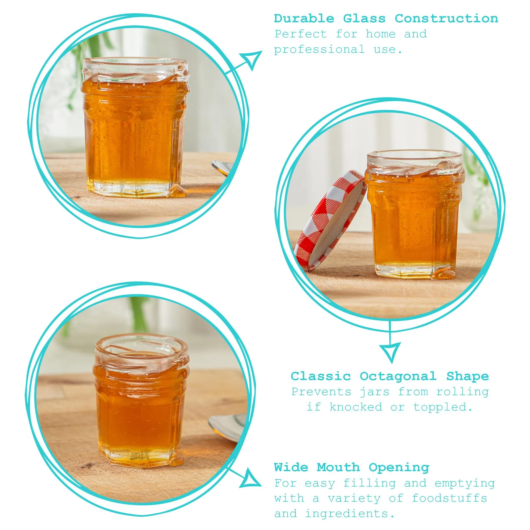 30ml Glass Jam Jars - Pack of 6 - By Argon Tableware