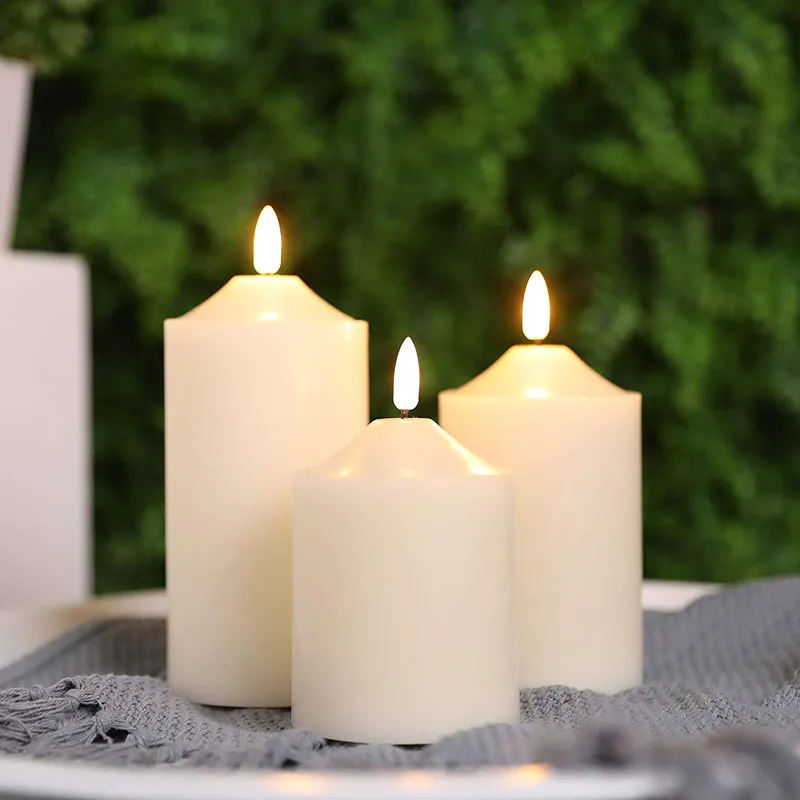 4/5/6inch High 3D Flameless Candles (Set of 3)