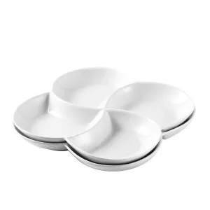 85 Inch Modern Set Of 2 Decorative Ceramic Appetizer 4 -Compartment Serving Platter Tray