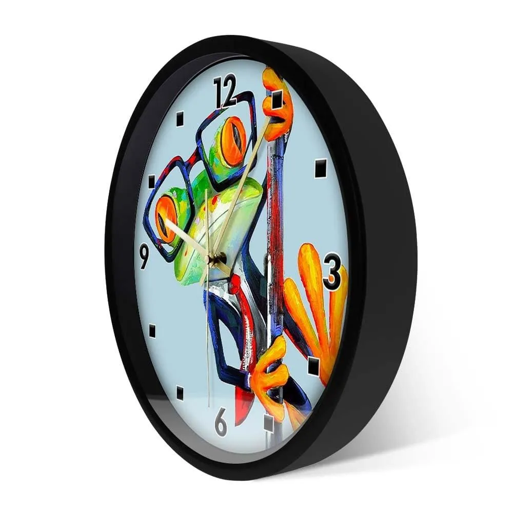 Abstract Frog Wearing Sunglasses Funny Anime Wall Clock for Kids Room Hipster