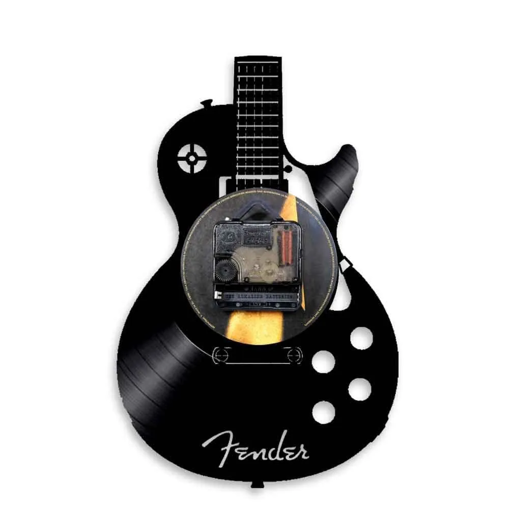 Acoustic Guitar Wall Art Led Vinyl Record Wall Clock Musical Instrument Home