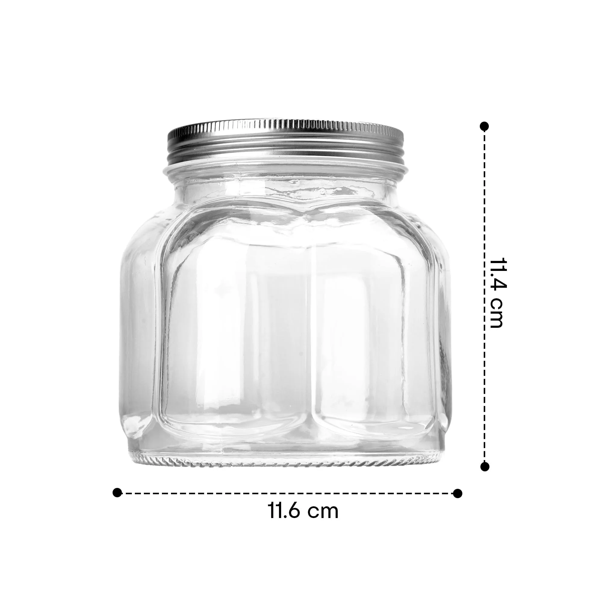Anko 700Ml Clear Fluted Glass Jar For Kitchen Storage|Set Of 2|Airtight Container Set For Kitchen With Corrosion Resistant Tin Lid|Dishwasher Safe Kitchen Storage Container Set For Flour/Cereal,Blue