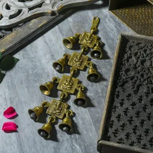 Antique Brass 9 Bells With Ganesha Figurine
