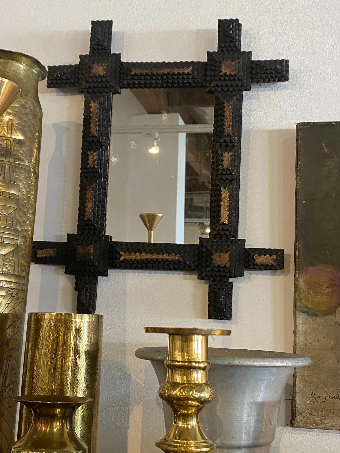 Antique Tramp Art Mirror