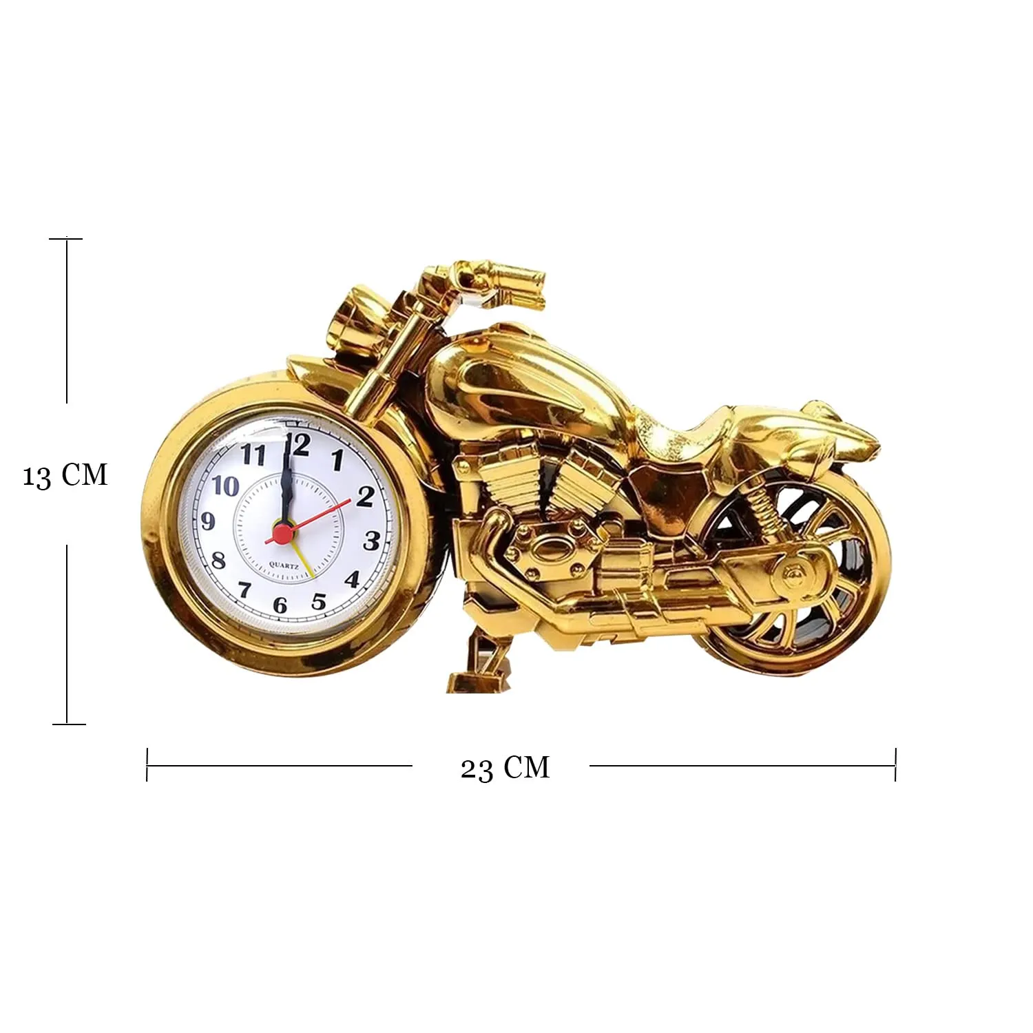 ARTISANS ALLEY Mini Motorcycle Bike Alarm Desk Shelf Clock (Pack of 1, Golden)