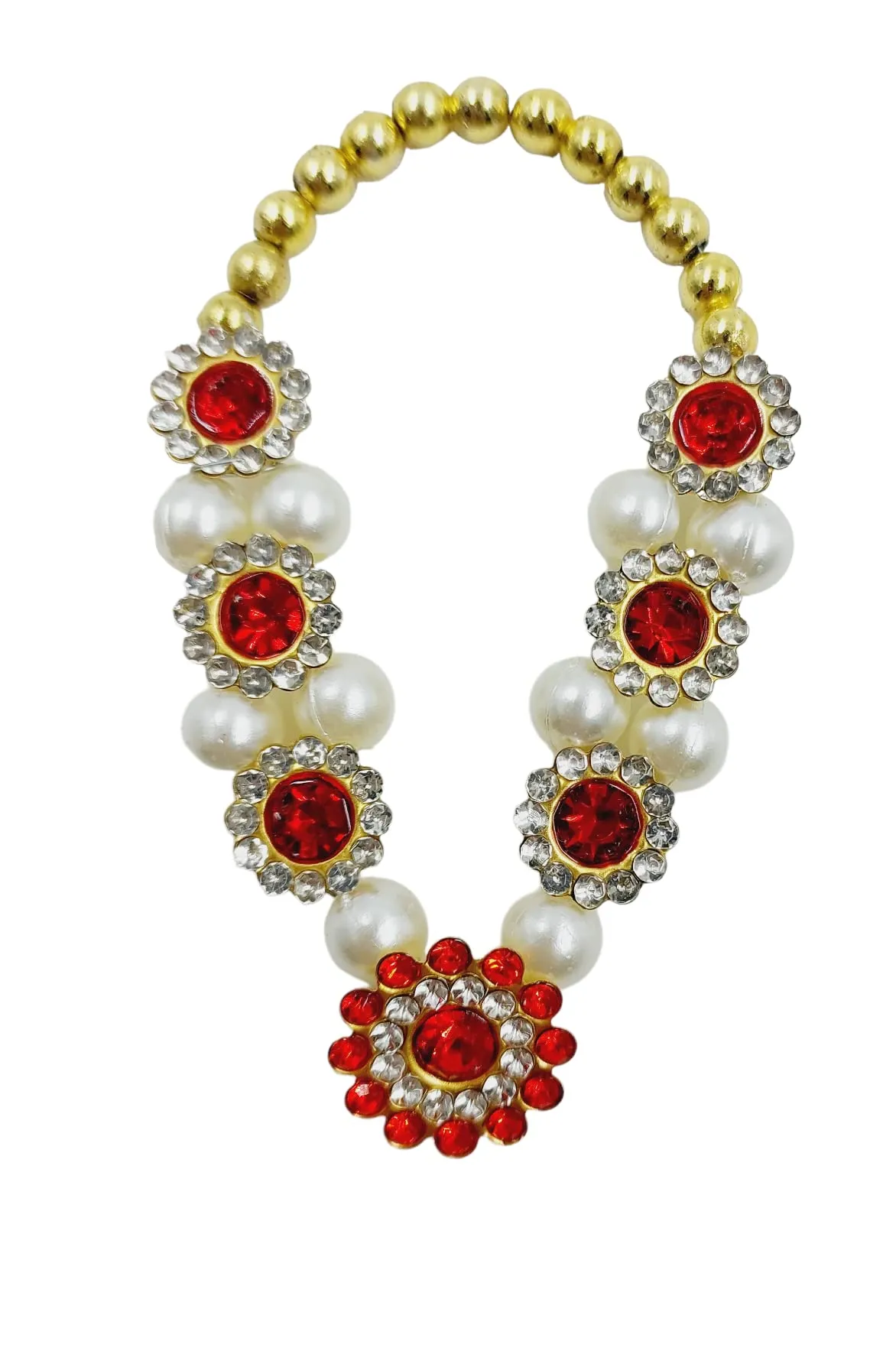 ARTISKRITI Small Multi Jarkan Mala for God Idol Murti Mala Garland Haar for God Idols, Small Mala for Statue, Figurines, 7 cm (Multi Jarkan)
