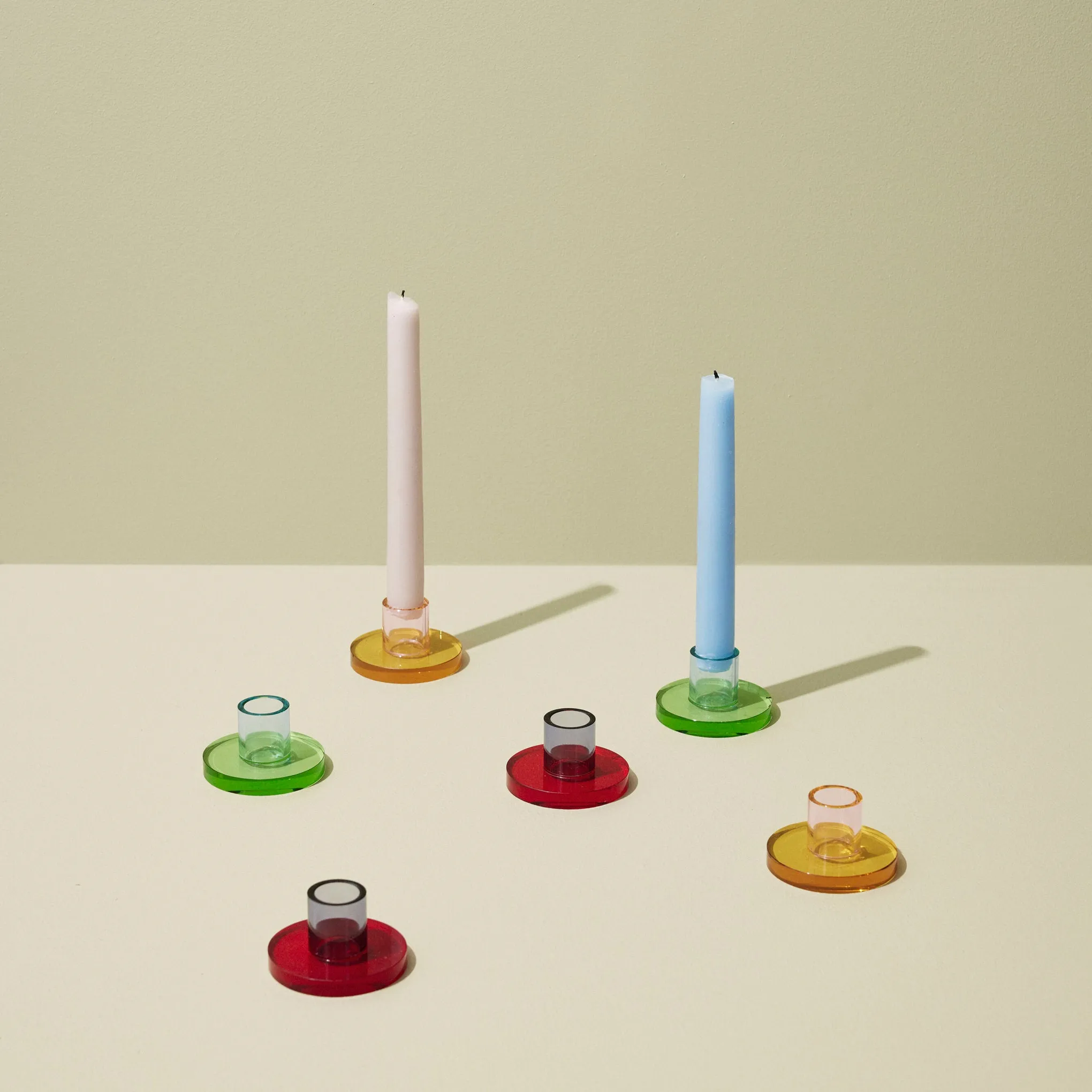 Astra Crystal Candle Holder - Yellow