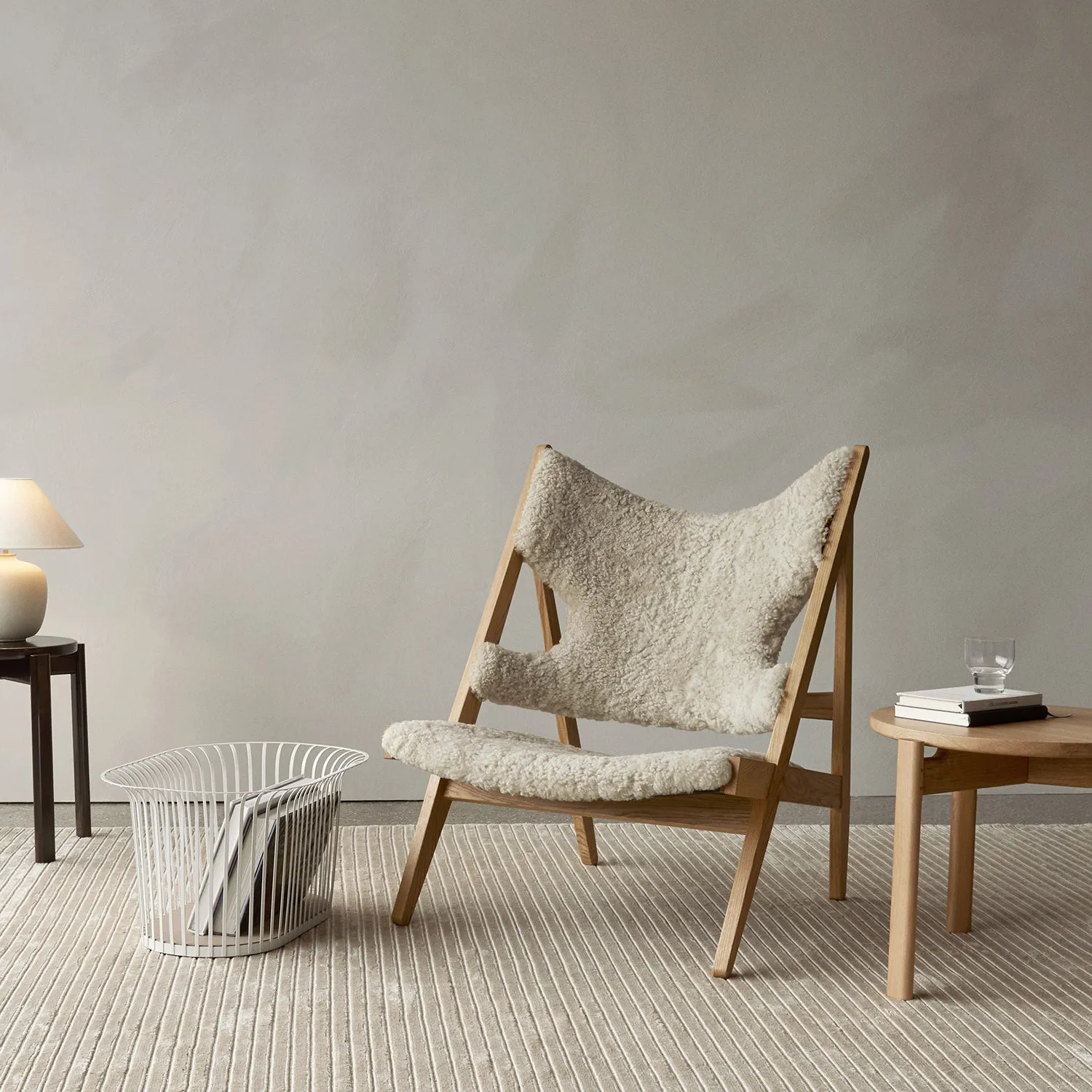audo copenhagen (menu) | knitting lounge chair | sheepskin nature   natural oak base