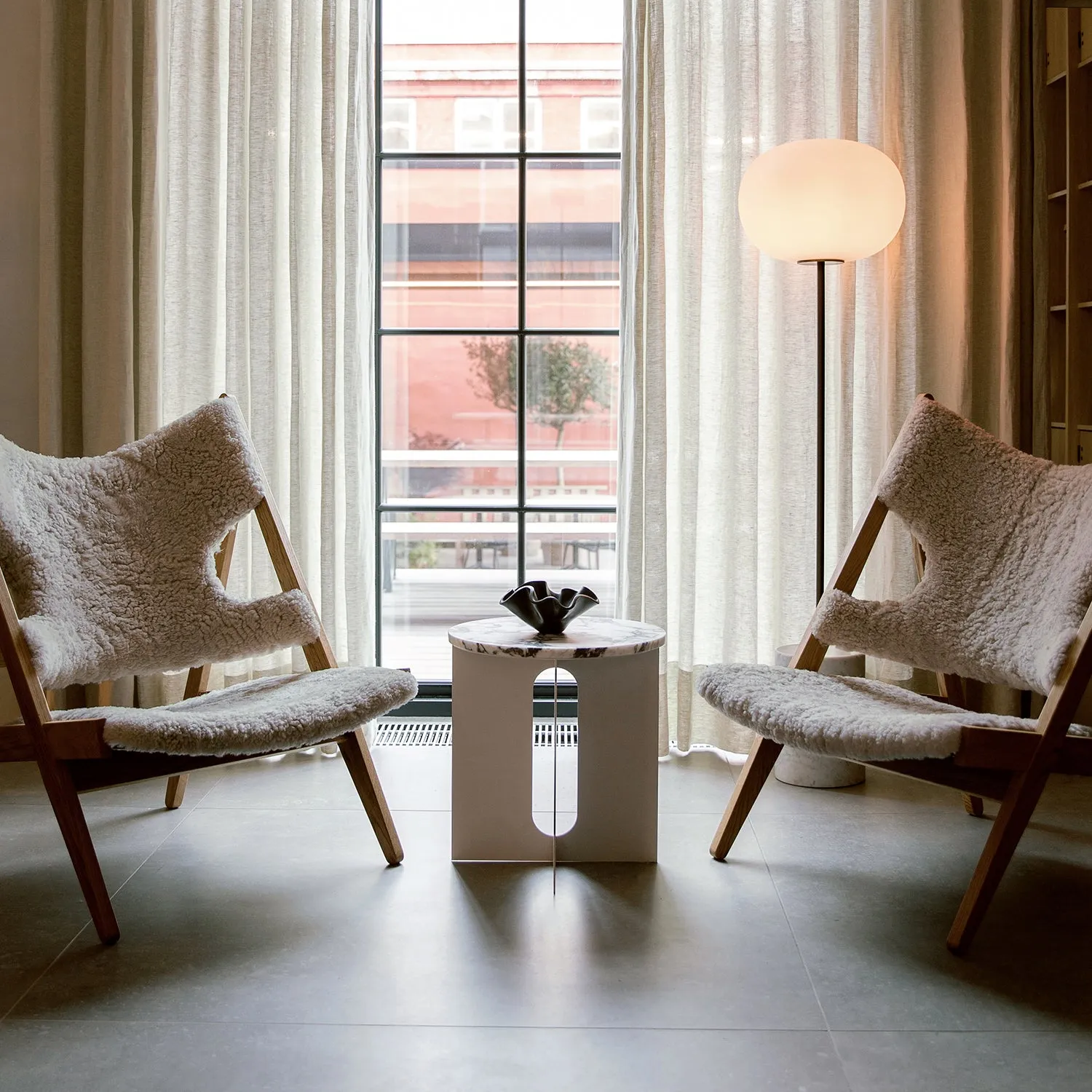 audo copenhagen (menu) | knitting lounge chair | sheepskin nature   natural oak base