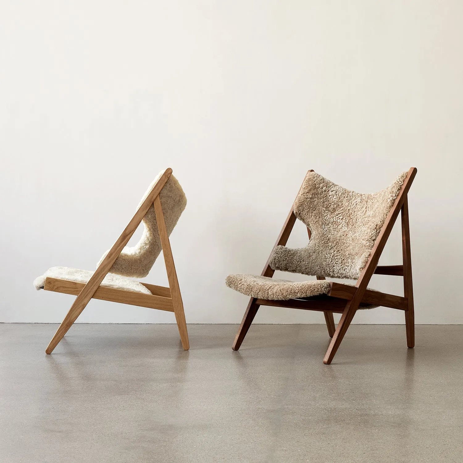 audo copenhagen (menu) | knitting lounge chair | sheepskin nature   natural oak base