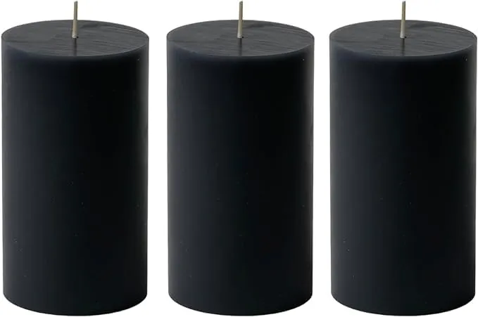 Autogroomz Soy/Wax Unscented Pillar Candles for Home Decoration/Diwali/Birthday/Valentines Day/New Year/Christmas/Bedroom/Indoor/Outdoor (2x6 Inch, Black)