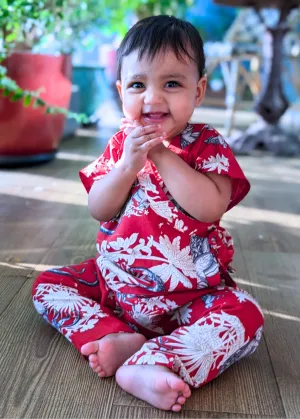 Baby Co-ord Set | Funky Monkey Red | 0-1 Year