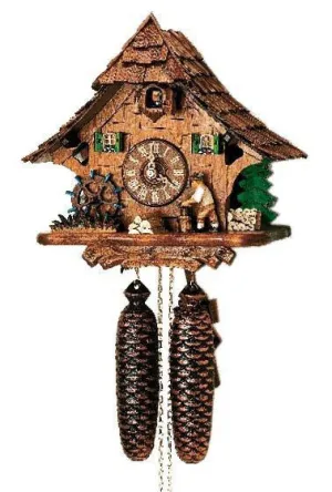 Black Forest Wood Chopper and Water Wheel Eight Day Cuckoo Clock