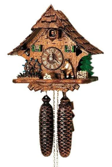 Black Forest Wood Chopper and Water Wheel Eight Day Cuckoo Clock