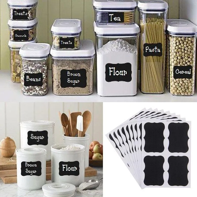 Black Label Stickers Set For Jars & Glass