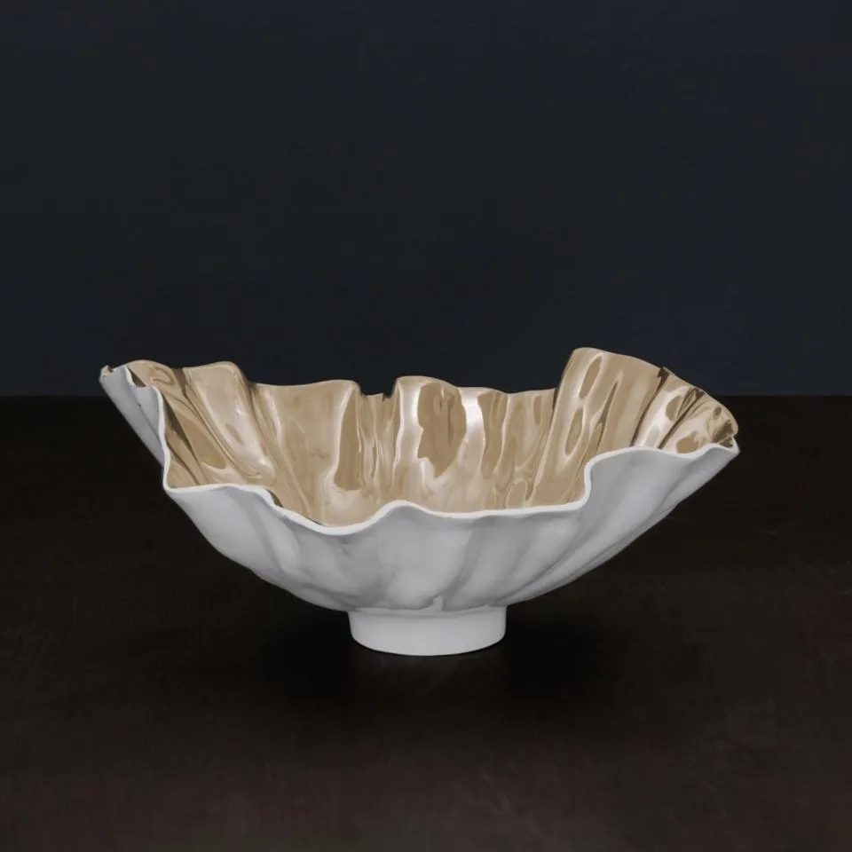 Bloom Medium Bowl White and Gold