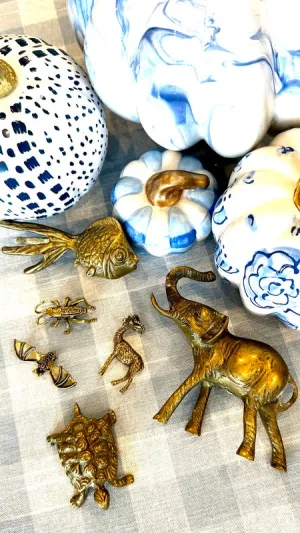 Brass Animal Figurines - Variety (Bat, Cricket, Goat, Fish, Turtle, Elephant)
