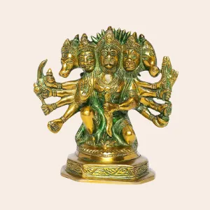 Brass Antique Finish Panchmukhi Hanuman 7 in
