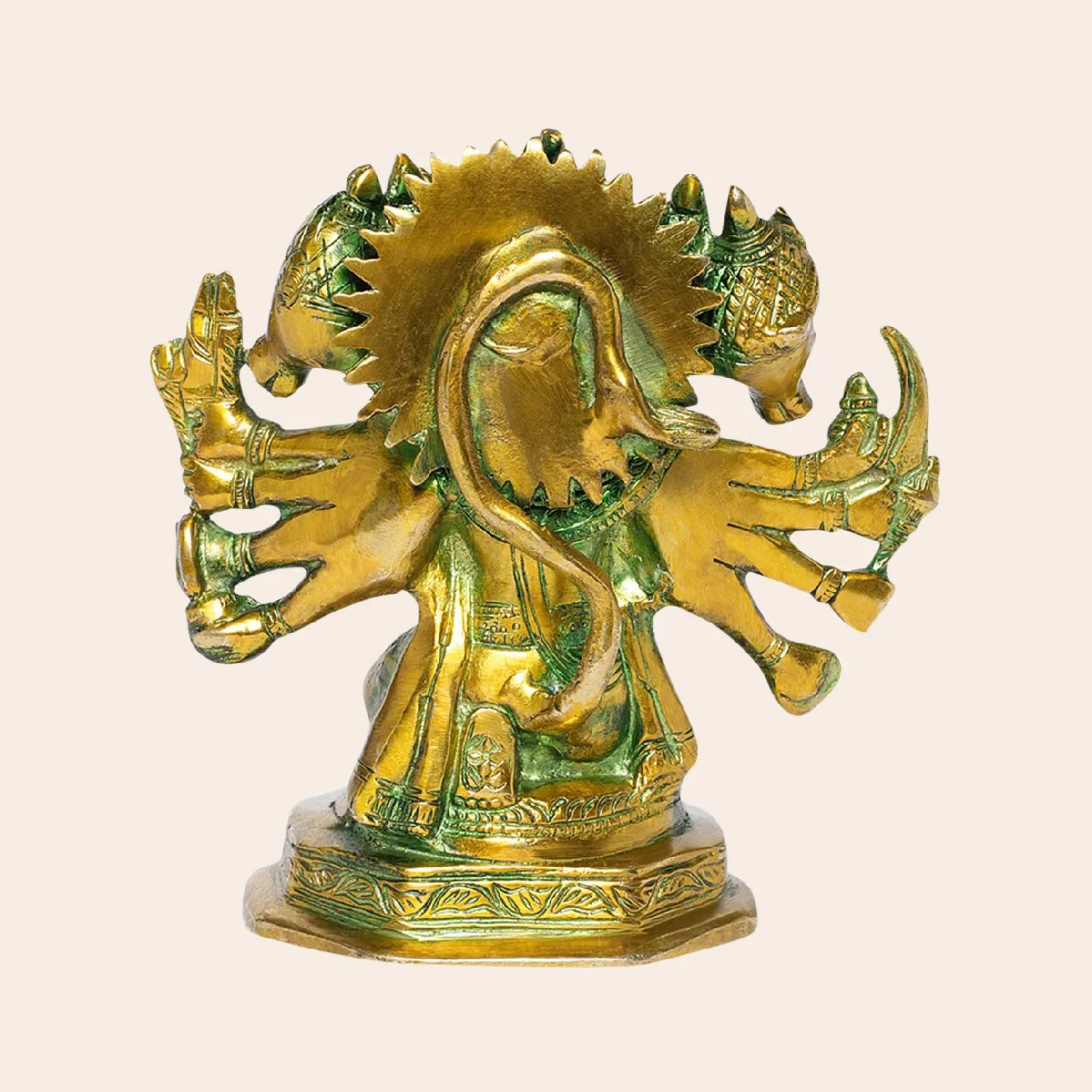 Brass Antique Finish Panchmukhi Hanuman 7 in