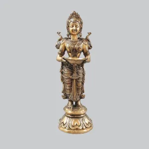 Brass Deep Laxmi Standing with Base 30 in