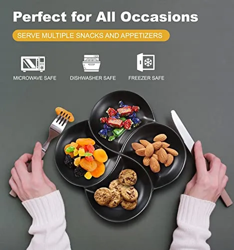 Bruntmor 85 Ceramic Stackable Serving Tray Set of 2 Appetizer Platters Black