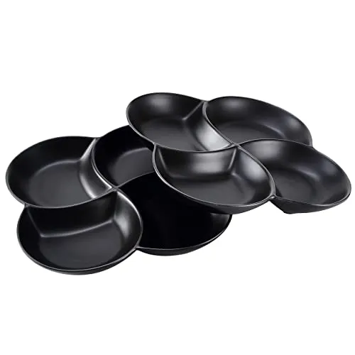 Bruntmor 85 Ceramic Stackable Serving Tray Set of 2 Appetizer Platters Black