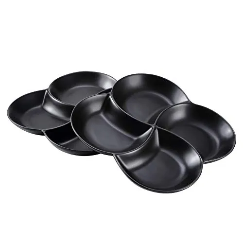 Bruntmor 85 Ceramic Stackable Serving Tray Set of 2 Appetizer Platters Black