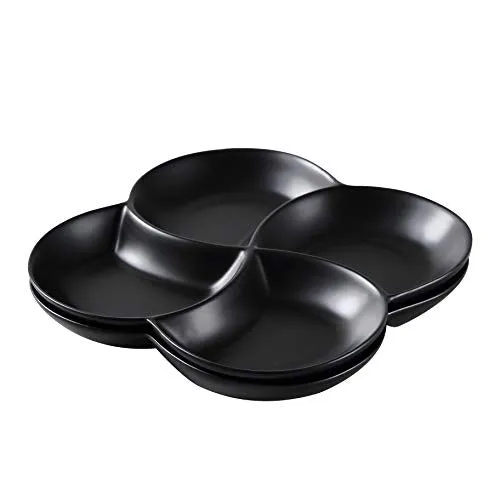 Bruntmor 85 Ceramic Stackable Serving Tray Set of 2 Appetizer Platters Black