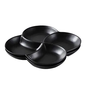 Bruntmor 85 Ceramic Stackable Serving Tray Set of 2 Appetizer Platters Black