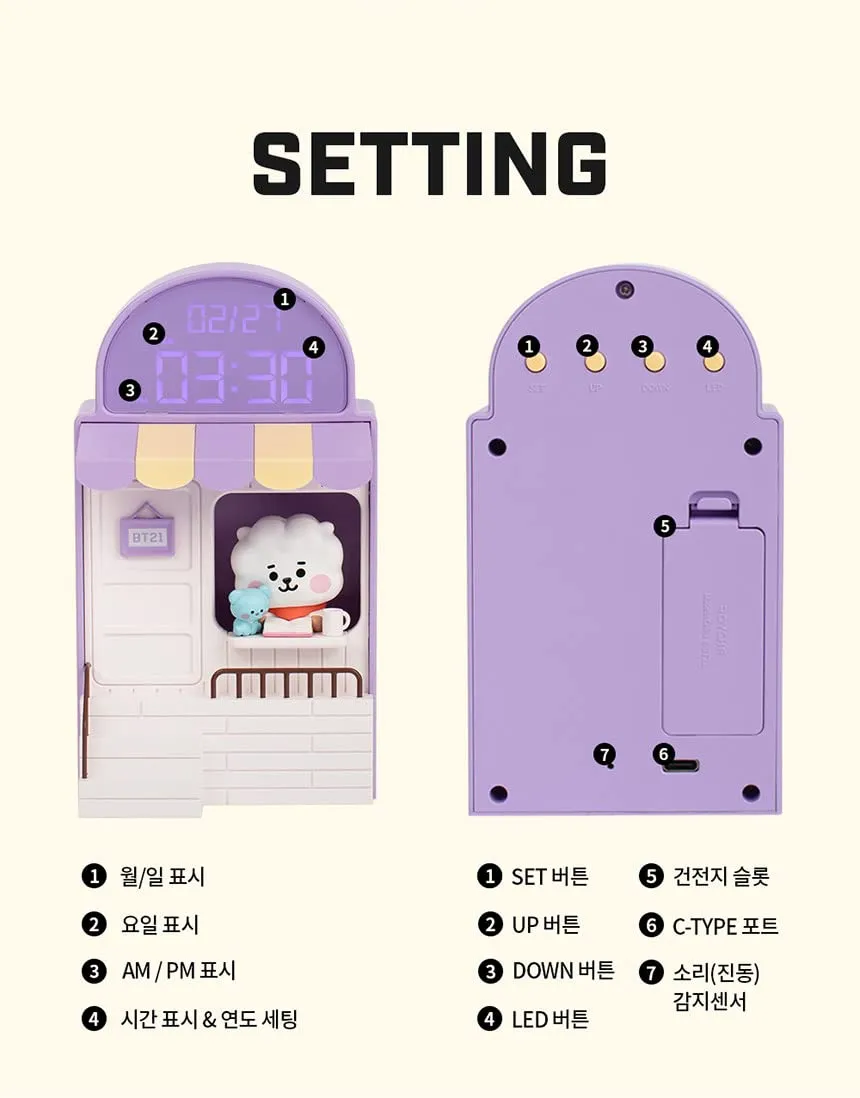 BT21 Chimmy Cafe Clock Led Desk Clock / Figure Home Deco