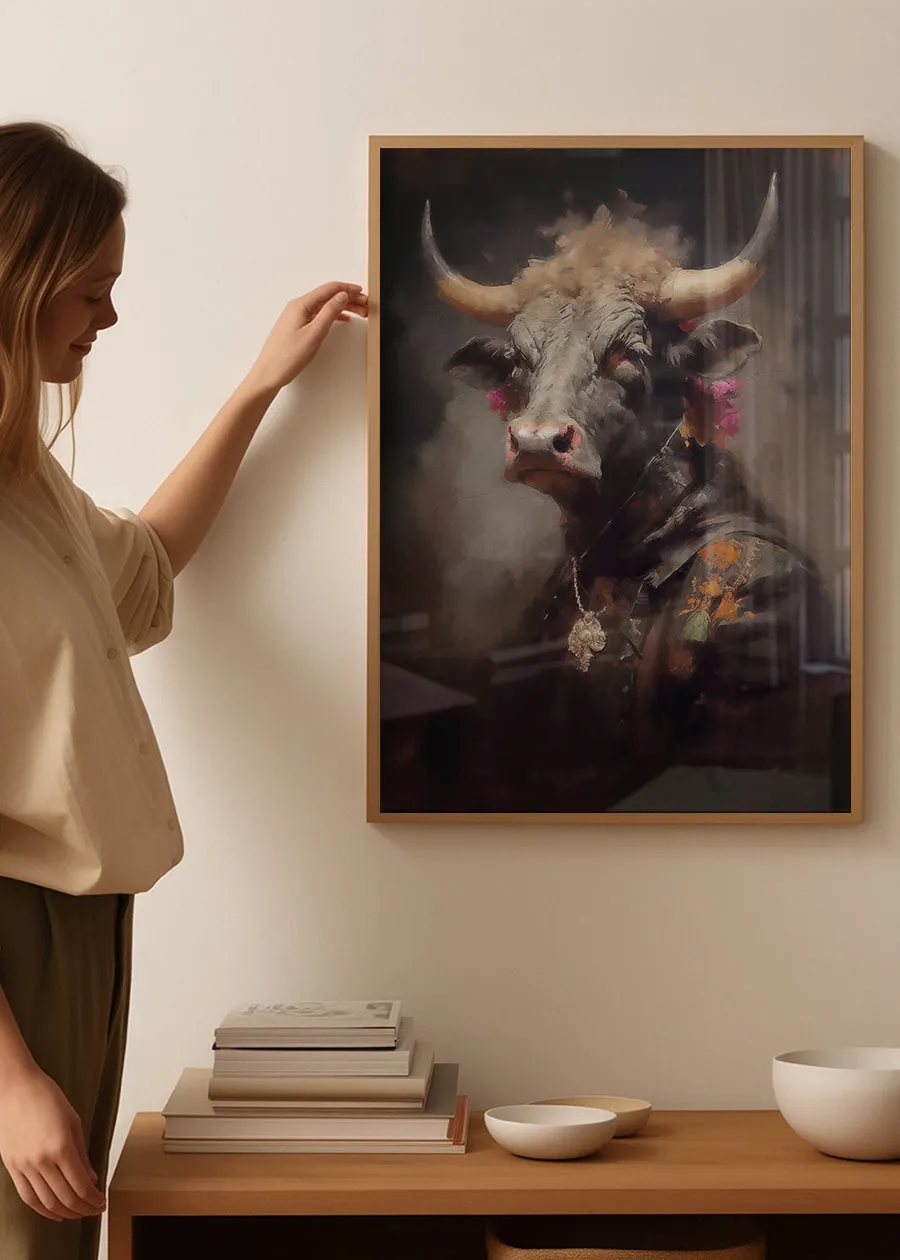 Bull Painting Renaissance Style Portrait