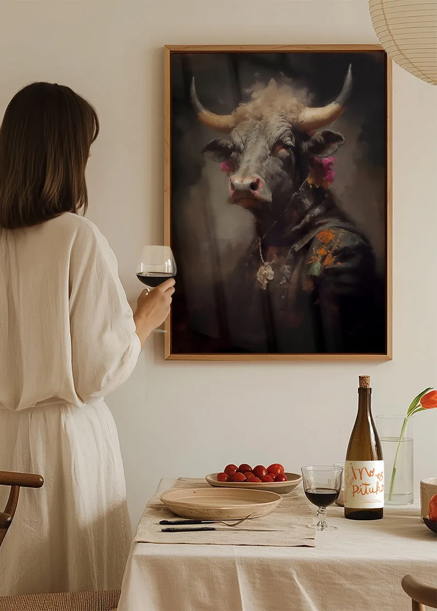 Bull Painting Renaissance Style Portrait