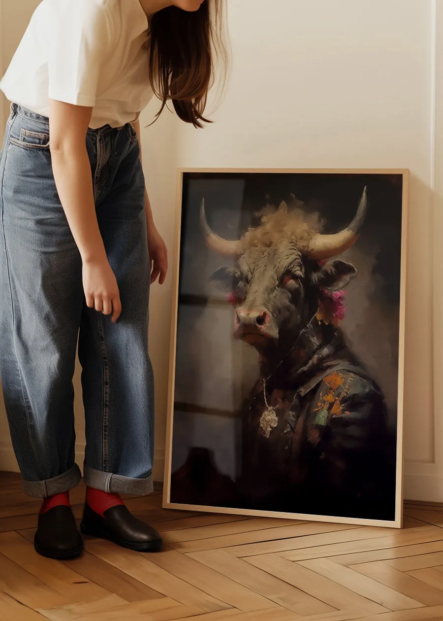 Bull Painting Renaissance Style Portrait