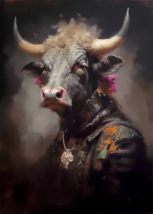 Bull Painting Renaissance Style Portrait