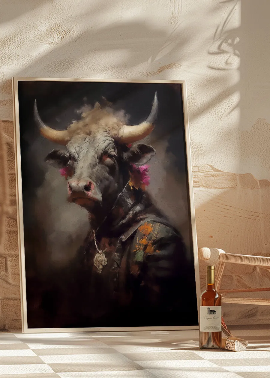 Bull Painting Renaissance Style Portrait