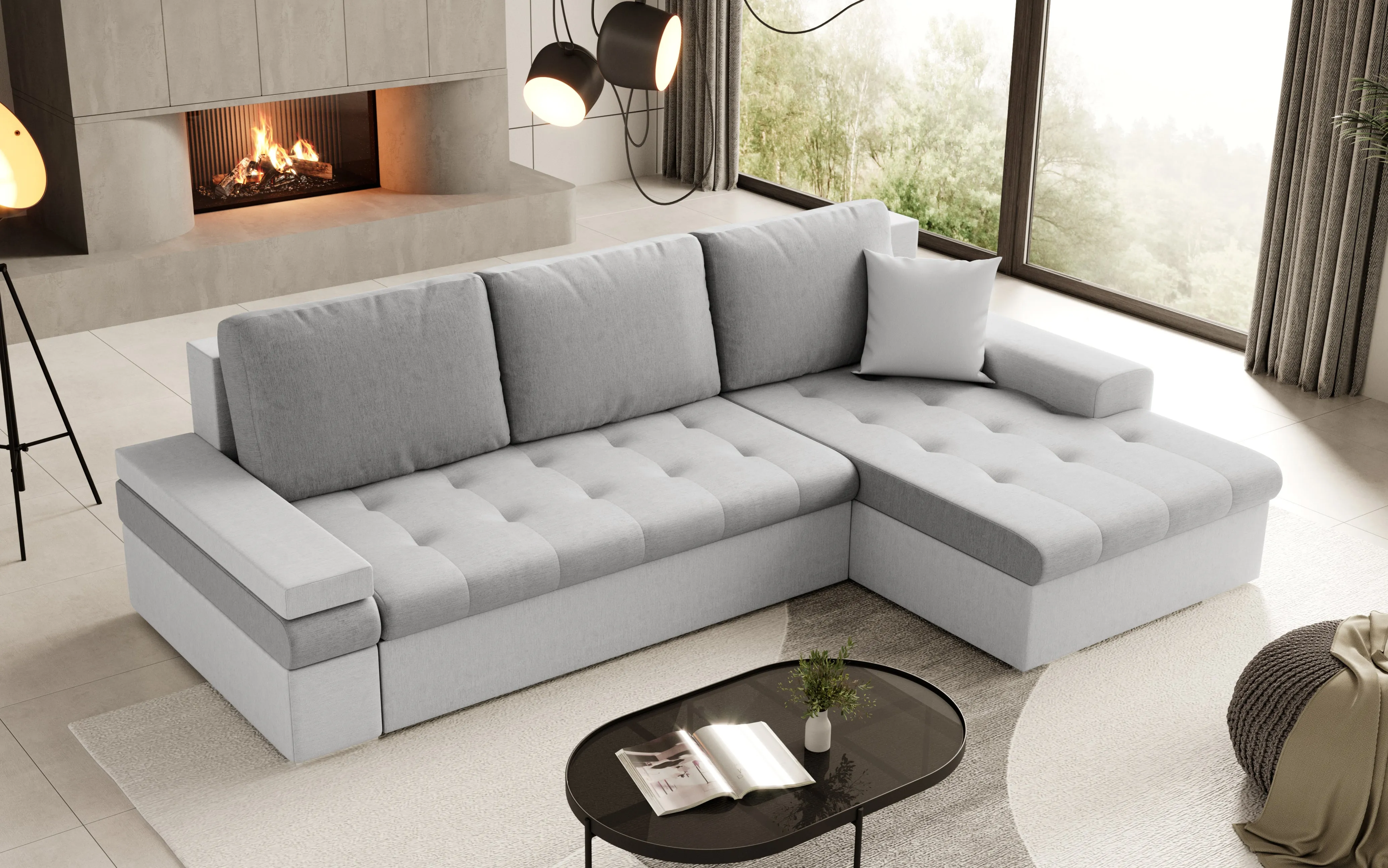CESARE MINI L 108" x 71.5"  Wide Sleeper Sectional with Storage