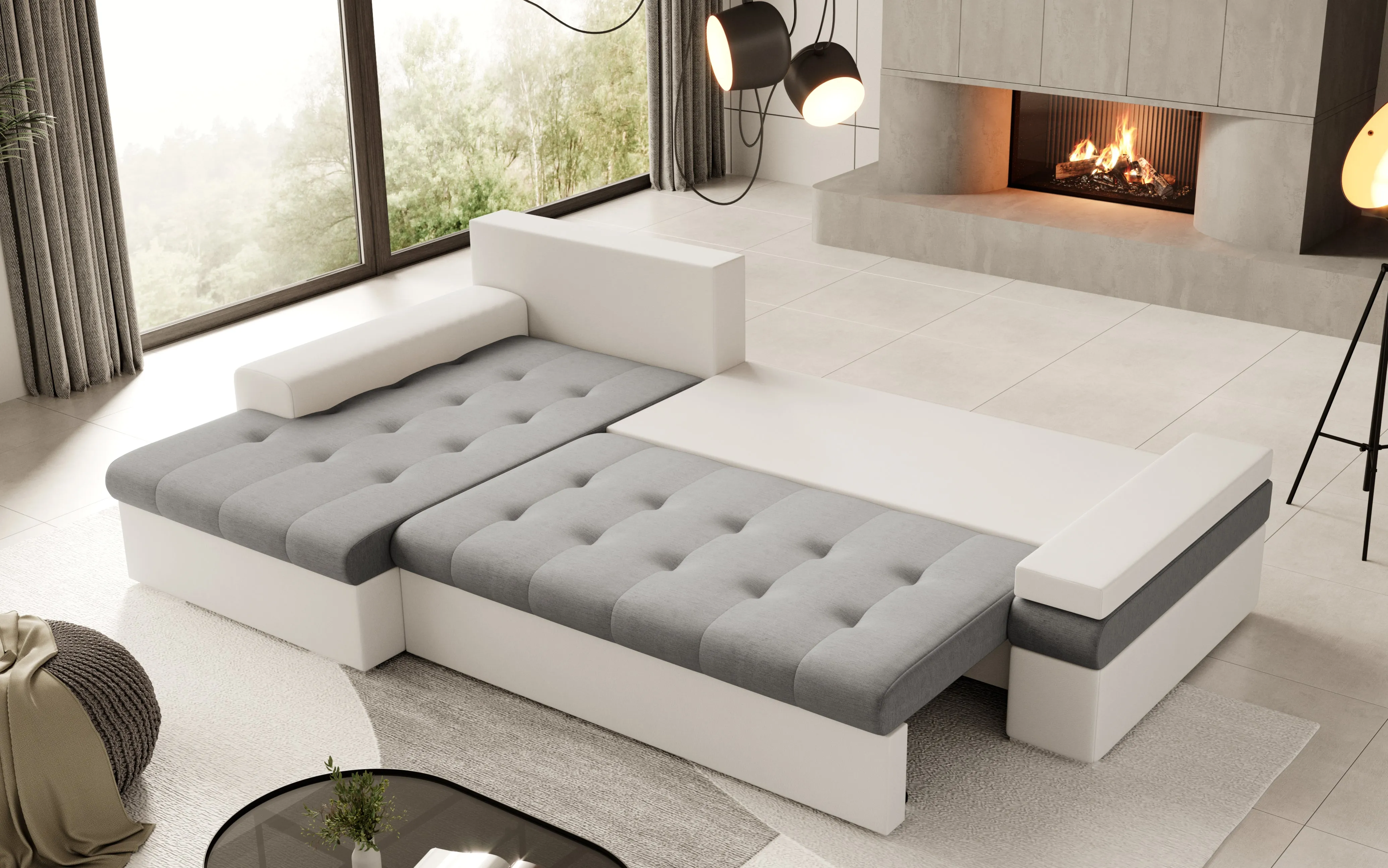 CESARE MINI L 108" x 71.5"  Wide Sleeper Sectional with Storage