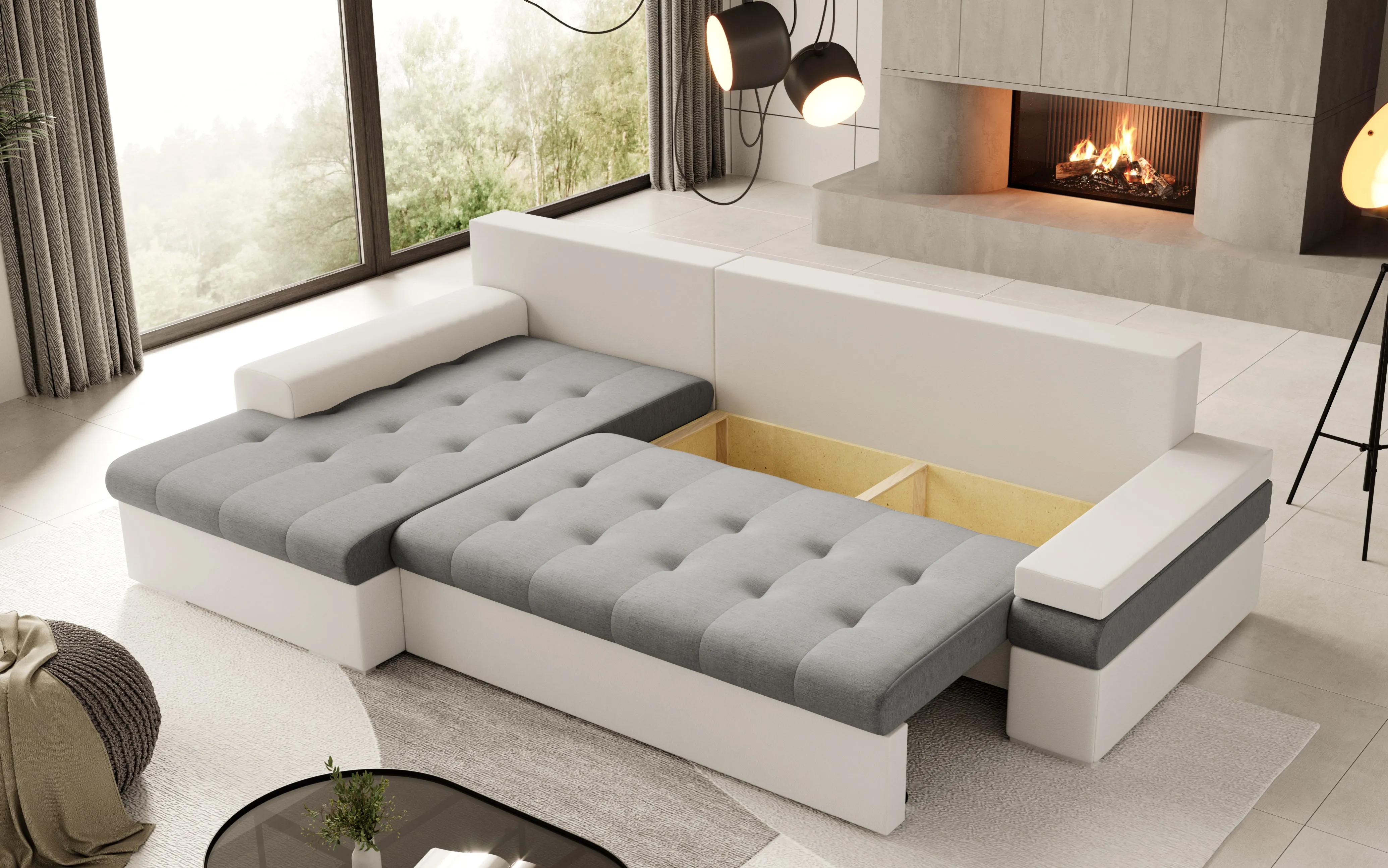 CESARE MINI L 108" x 71.5"  Wide Sleeper Sectional with Storage