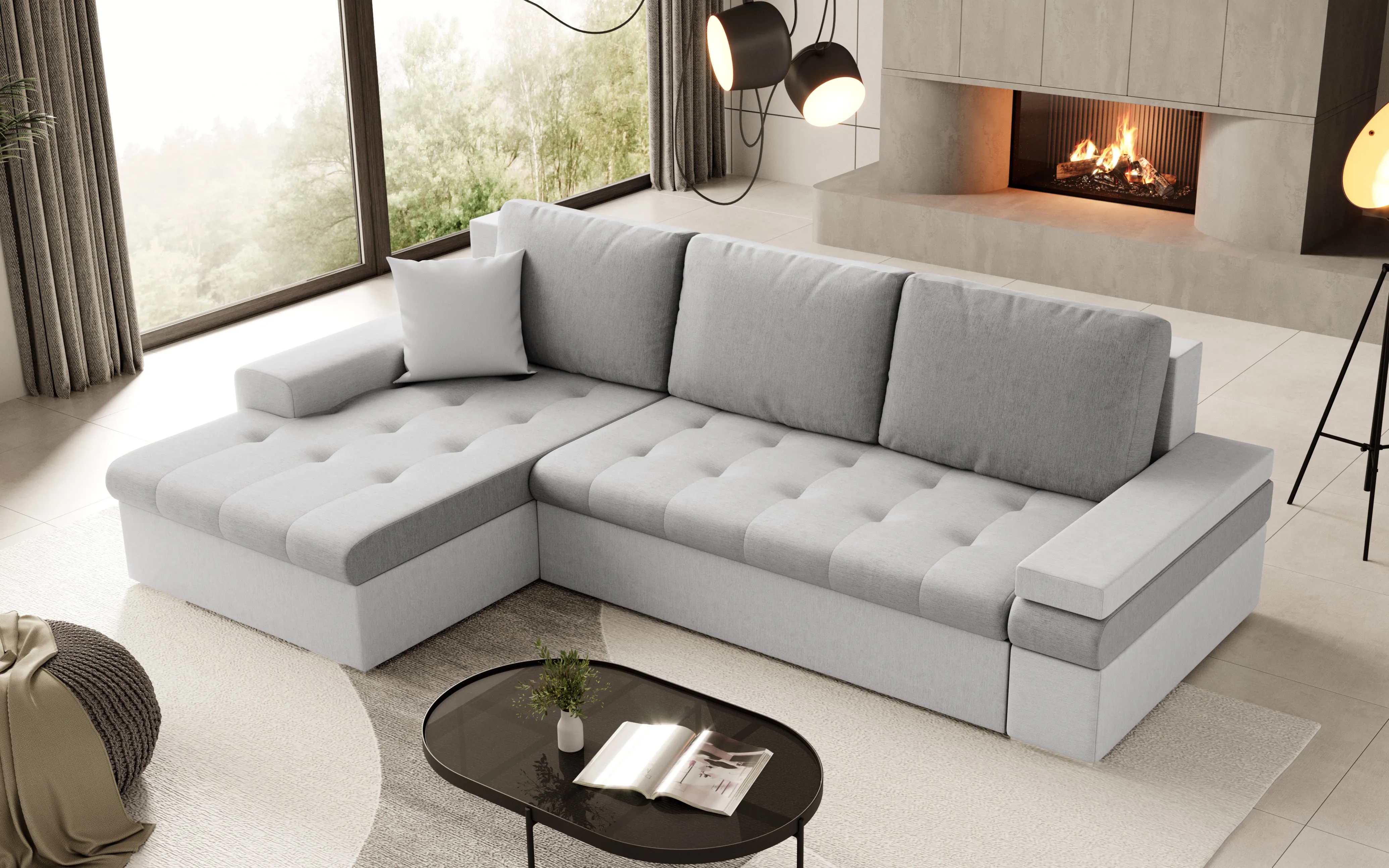CESARE MINI L 108" x 71.5"  Wide Sleeper Sectional with Storage