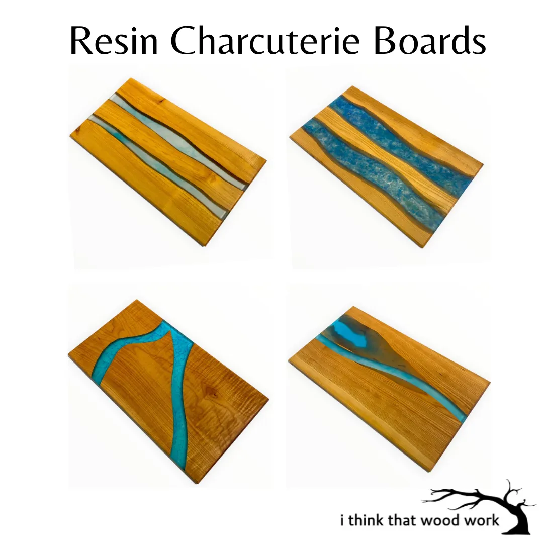Charcuterie Serving Boards with Resin and Live Edge