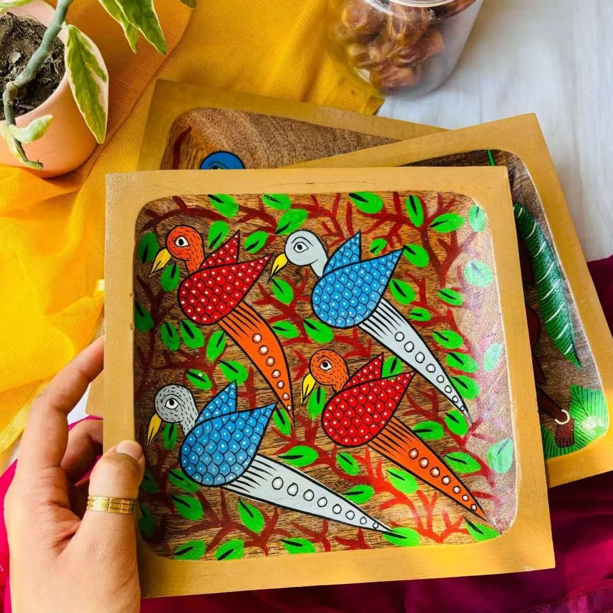 Chehak Square Handcrafted Mango Wood Platter