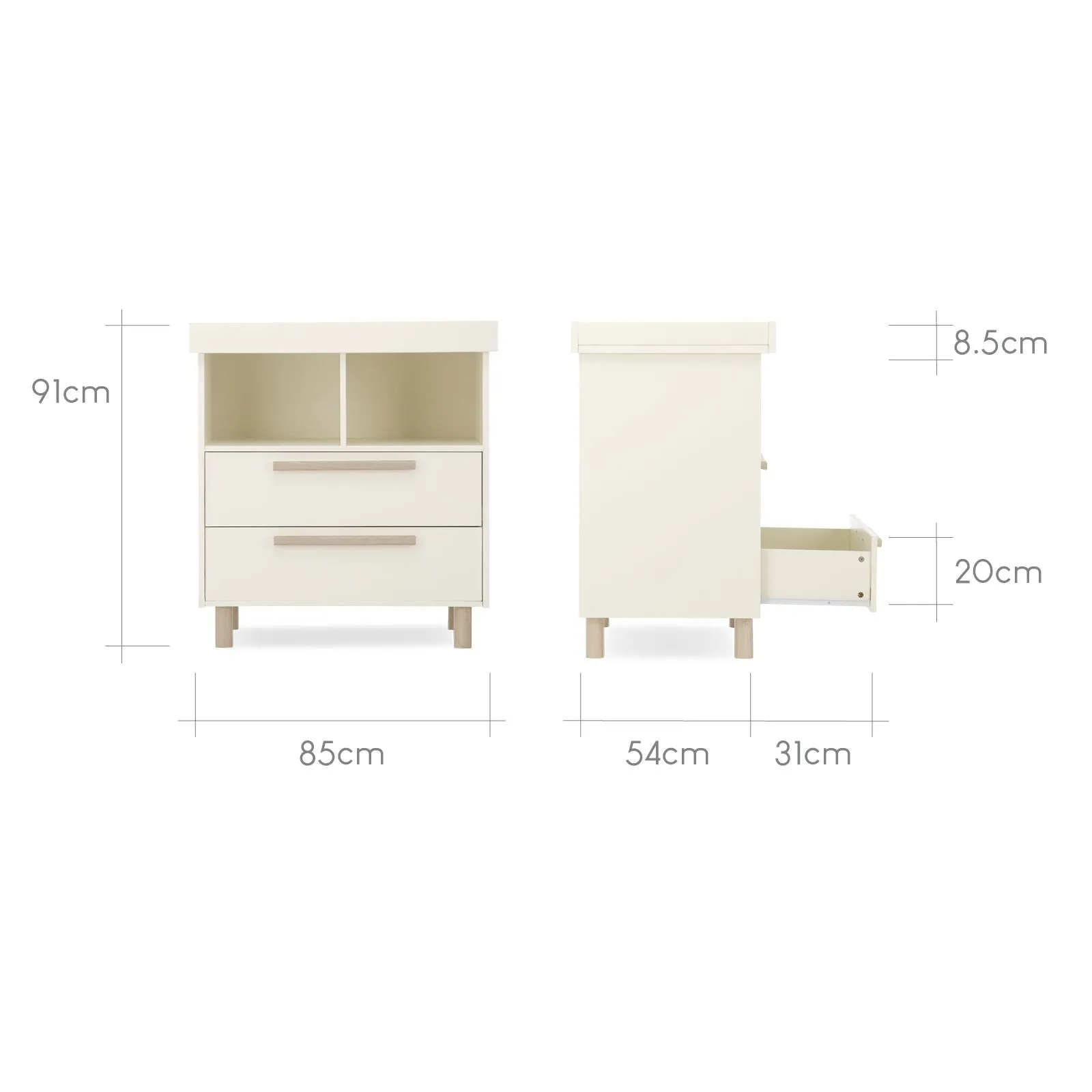 Cuddle Co Harper 3 Nursery Piece Set | Cream & Ash